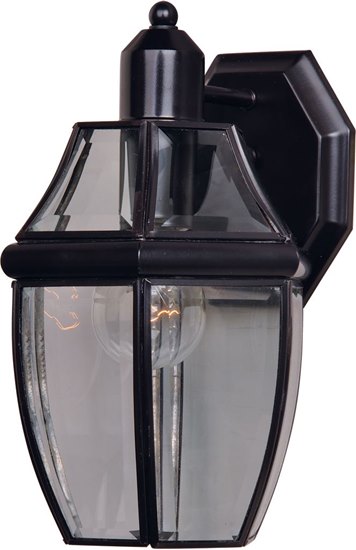 Picture of 60W South Park 1-Light Outdoor Wall Lantern BU Clear Glass MB Incandescent 7"x10.5" 