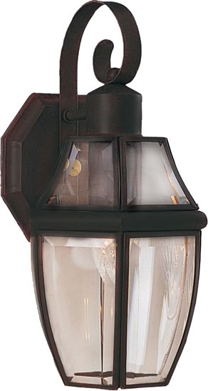 Picture of 60W South Park 1-Light Outdoor Wall Lantern BU Clear Glass MB Incandescent 7"x13.5" 