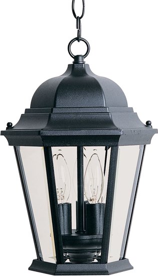 Foto para 60W Westlake Cast 3-Light Outdoor Hanging Lantern BK Clear Glass CA Incandescent 72" Chain 4-Min