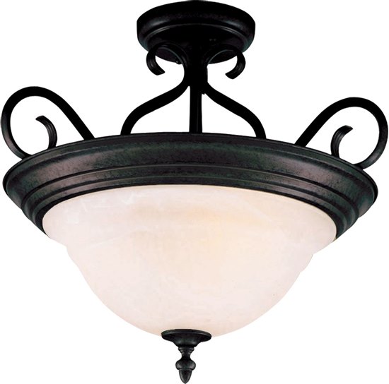 Foto para 75W Pacific 3-Light Semi-Flush Mount KB Marble Glass MB Incandescent 