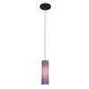 Picture of 35w Zeta GY6.35 Bi-Pin Halogen Dry Location Bronze Plum Low Voltage Pendant with Anari Silk (l) Glass