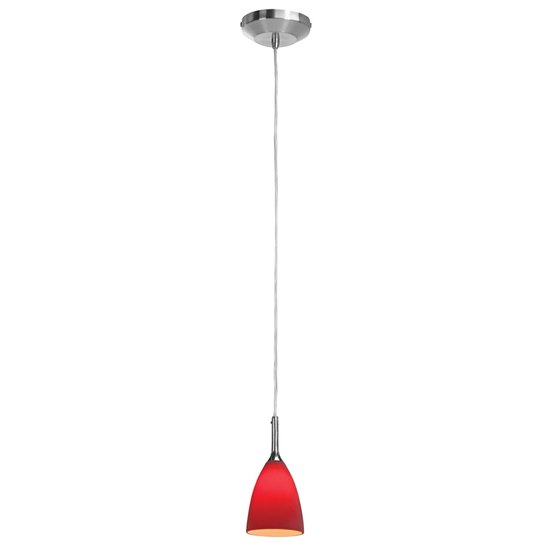 Picture of 40w Delta G9 G9 Halogen Dry Location Brushed Steel Red Line Voltage Pendant with Mania Glass