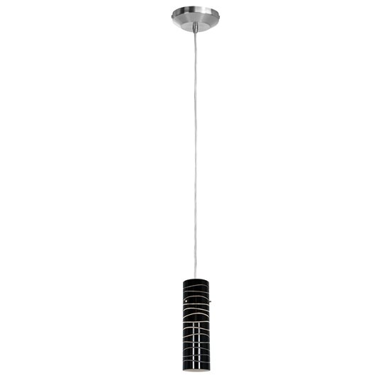 Foto para 40w Delta G9 G9 Halogen Dry Location Brushed Steel Black Lined Line Voltage Pendant with Anari Silk (l) Glass