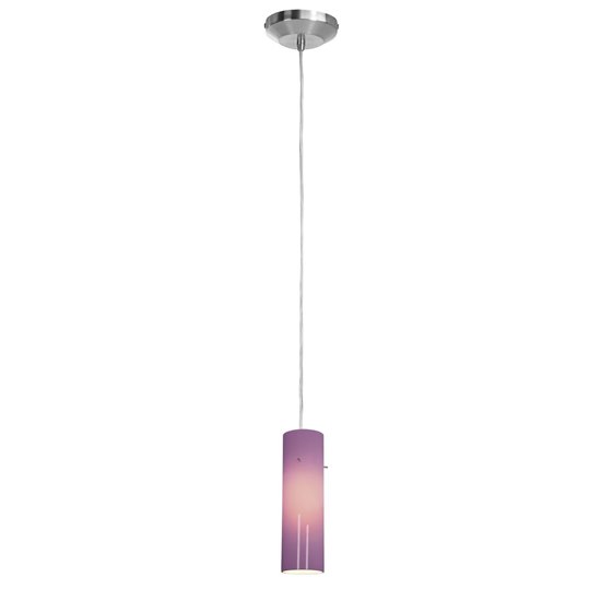 Foto para 40w Delta G9 G9 Halogen Dry Location Brushed Steel Plum Line Voltage Pendant with Anari Silk (l) Glass