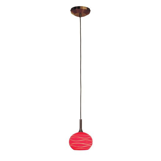 Picture of 40w Delta G9 G9 Halogen Dry Location Bronze Red Lined Line Voltage Pendant with SphereEtched Glass