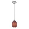 Picture of 100w Brandy FireBird Glass Pendant E-26 A-19 Incandescent Dry Location Brushed Steel Plum Firebird Glass 9"Ø6" (CAN 1.25"Ø5.25")