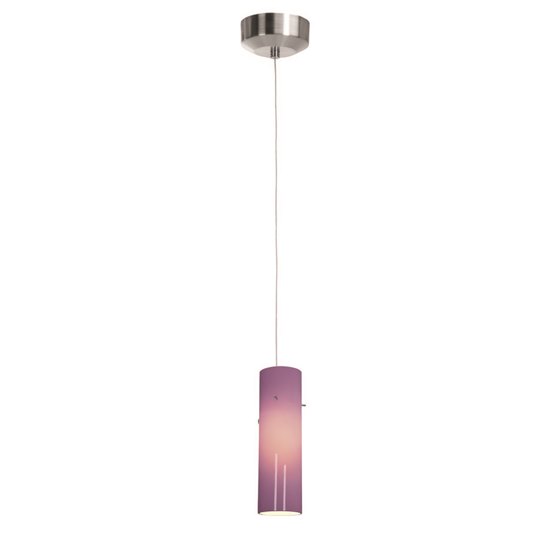 Foto para 5w Tungsten Module Dry Location Brushed Steel Plum LED Pendant with Anari Silk (l) Glass