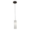 Foto para 35w Zeta GY6.35 Bi-Pin Halogen Dry Location Bronze White Lined Low Voltage Pendant with Anari Silk (l) Glass