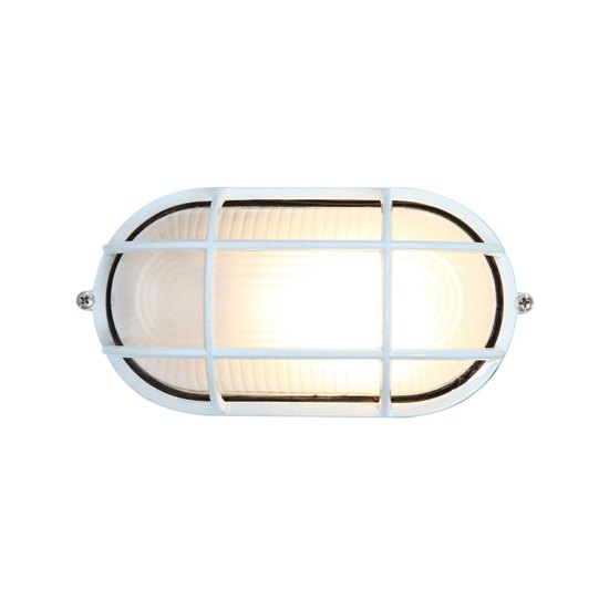 Picture of 60w Nauticus E-26 A-19 Incandescent White Frosted Wet Location Bulkhead 8.25"x4.25" (CAN 8"x4.4"x1")