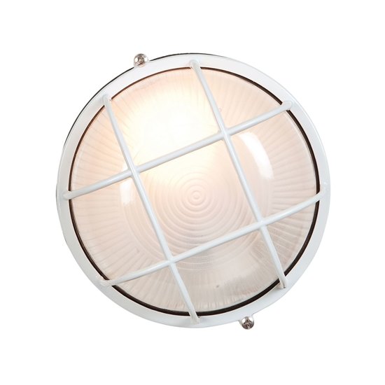 Foto para 60w Nauticus E-26 A-19 Incandescent White Frosted Wet Location Bulkhead Ø7" (CAN 1"Ø7")