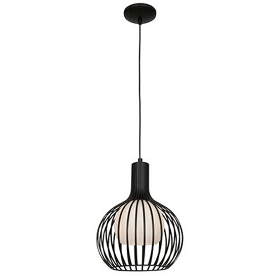 Picture of 75w Chuki E-26 A-19 Incandescent Damp Location Black Metal ribbed Pendant (CAN 1.25"Ø5.25")