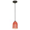 Picture of 100w Bordeaux Glass Pendant E-26 A-19 Incandescent Dry Location Oil Rubbed Bronze Wicker Red Glass 7.5"Ø5.25" (CAN 1.25"Ø5.25")