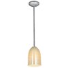 Picture of 100w Bordeaux Glass Pendant E-26 A-19 Incandescent Dry Location Brushed Steel Wicker Amber Glass 7.5"Ø5.25" (CAN 1.25"Ø5.25")