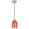 Picture of 100w Bordeaux Glass Pendant E-26 A-19 Incandescent Dry Location Brushed Steel Wicker Red Glass 7.5"Ø5.25" (CAN 1.25"Ø5.25")