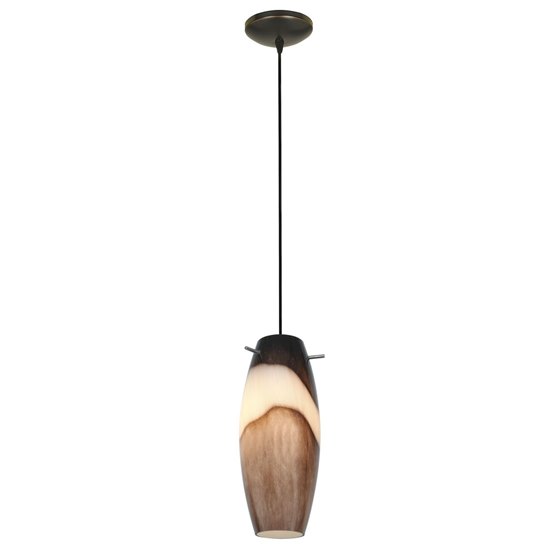 Foto para 100w Cabernet Glass Pendant E-26 A-19 Incandescent Dry Location Oil Rubbed Bronze Brown Slate Glass 12"Ø4.9" (CAN 1.25"Ø5.25")