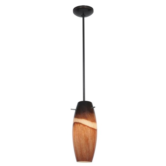 Picture of 100w Cabernet Glass Pendant E-26 A-19 Incandescent Dry Location Oil Rubbed Bronze Amber Slate Glass 12"Ø4.9" (CAN 1.25"Ø5.25")