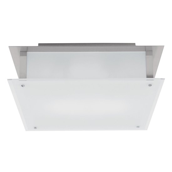 Picture of 36w Vision Module Damp Location Brushed Steel Frosted Dimmable LED Flushmount (CAN 13.5"x13.5"x2")