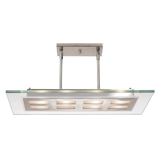 Foto para 320w (8 x 40) Aquarius G9 G9 Halogen Damp Location Brushed Steel Clear Adjustable Glass & Metal Pendant (CAN 4.4"x8.25"x0.75")