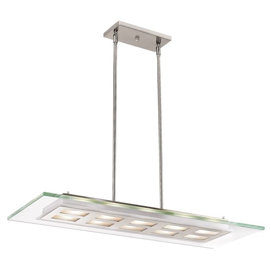 Foto para 400w (10 x 40) Aquarius G9 G9 Halogen Damp Location Brushed Steel Clear Adjustable Glass & Metal Pendant (CAN 4.4"x8.25"x0.75")