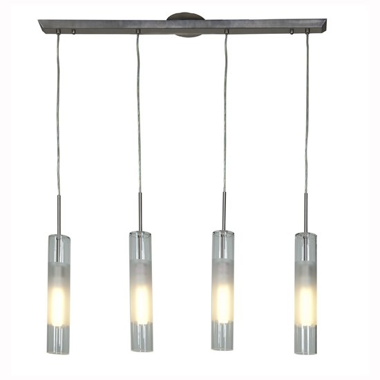 Picture of 72w (4 x 18) Dezi GU-24 Quad Fluorescent Dry Location Brushed Steel Clear Opal 4-Light bar Pendant (CAN Ø4.75")