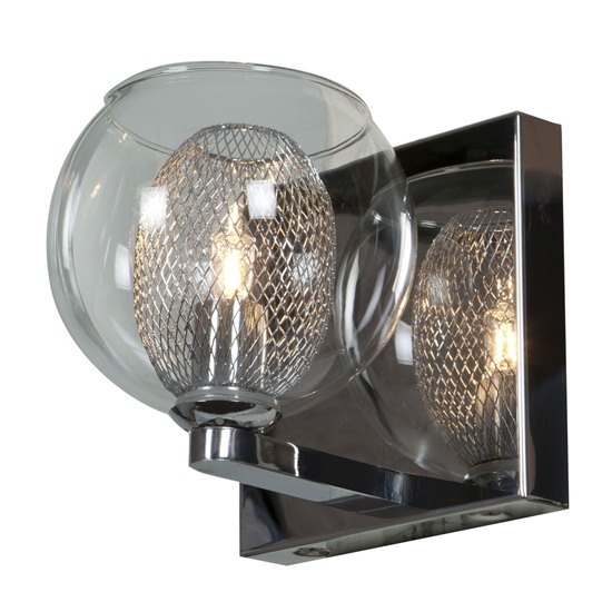 Picture of 40w Aeria G9 G9 Halogen Damp Location Chrome Clear 1-Light Metal Foil in Glass Vanity (CAN 4.75"x4.75"x1.25")