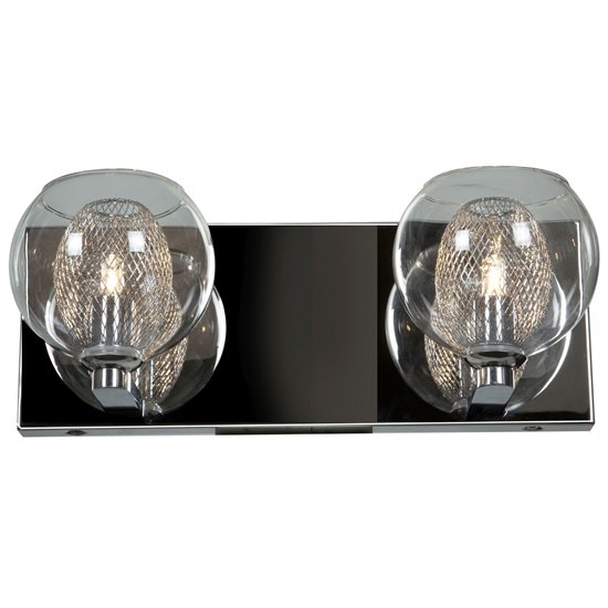 Picture of 80w (2 x 40) Aeria G9 G9 Halogen Damp Location Chrome Clear 2-Light Metal Foil in Glass Vanity (CAN 12.5"x4.6"x0.9")