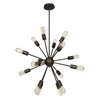 Foto para 640w (16 x 40) Flux E-26 T-14 Incandescent Dry Location Bronze Vintage Lamped Chandelier 24"Ø24" (CAN Ø4.75")