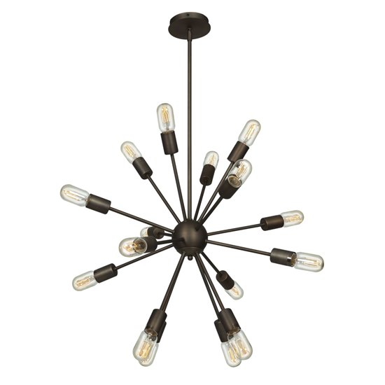 Picture of 640w (16 x 40) Flux E-26 T-14 Incandescent Dry Location Bronze Vintage Lamped Chandelier 24"Ø24" (CAN Ø4.75")