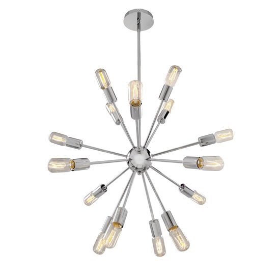 Foto para 640w (16 x 40) Flux E-26 T-14 Incandescent Dry Location Chrome Vintage Lamped Chandelier 24"Ø24" (CAN Ø4.75")