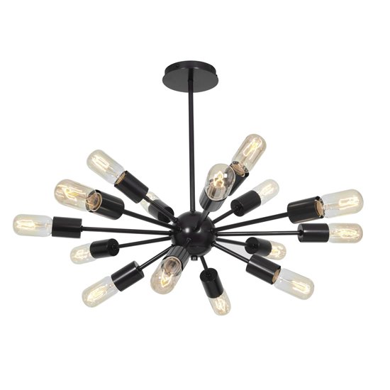 Picture of 640w (16 x 40) Flux E-26 T-14 Incandescent Dry Location Bronze Vintage Lamped Chandelier 19"Ø24" (CAN 0.75"Ø4.75")