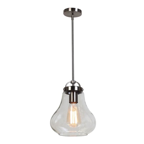 Picture of 60w Flux E-26 ST-18 Incandescent Dry Location Antique Nickle Clear Vintage Lamped Pendant 10.25"Ø7.5" (CAN 0.75"Ø4.75")