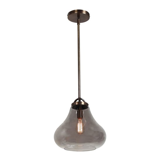 Picture of 60w Flux E-26 ST-18 Incandescent Dry Location Distressed Bronze Smoke Vintage Lamped Pendant 15.25"Ø13" (CAN 0.75"Ø4.75")