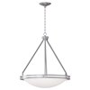 Picture of 58w Aztec G10q 2CT6 Fluorescent Damp Location Brushed Steel White Chain Supported Bowl Pendant 23.5"Ø21" (CAN 1.2"Ø5")