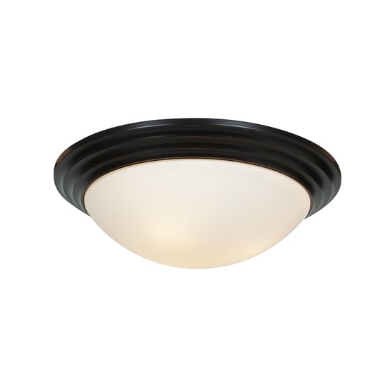 Picture of 36w (2 x 18) Strata GU-24 Spiral Fluorescent Damp Location Oil Rubbed Bronze Opal Flush-Mount 5"Ø16"