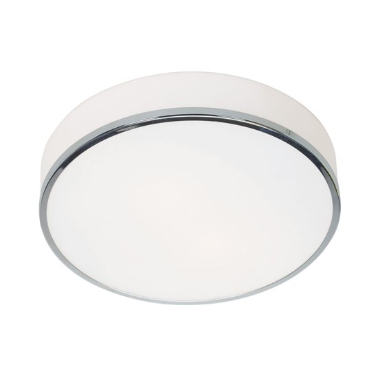 Picture of 36w (2 x 18) Aero GU-24 Spiral Fluorescent Damp Location Chrome Opal Flush-Mount 4"Ø12.5" (CAN 1"Ø10.2")