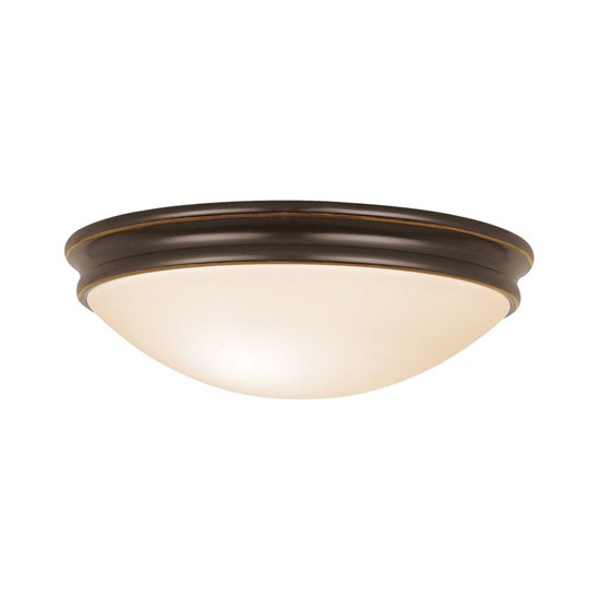 Picture of 26w (2 x 13) Atom GU-24 Spiral Fluorescent Damp Location Oil Rubbed Bronze Opal Flush-Mount (CAN 1.6"Ø10.5")