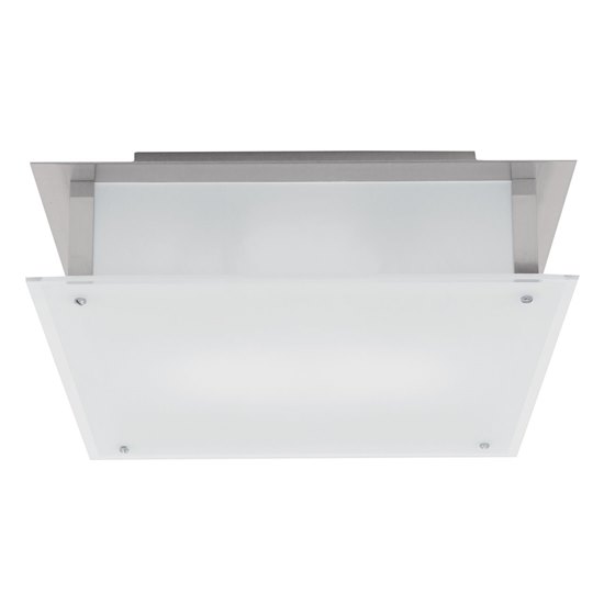 Foto para 26w (2 x 13) Vision G24q-1 Quad Fluorescent Damp Location Brushed Steel Frosted Flush-Mount (CAN 4.6"x6.9"x1.25")