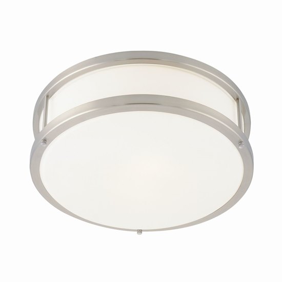 Picture of 26w (2 x 13) Conga GU-24 Spiral Fluorescent Damp Location Brushed Steel Opal Flush-Mount