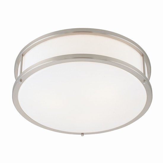 Foto para 36w (2 x 18) Conga GU-24 Spiral Fluorescent Damp Location Brushed Steel Opal Flush-Mount