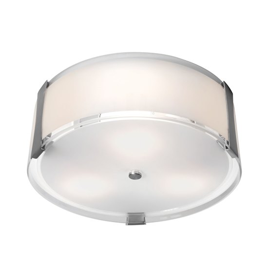 Picture of 36w (2 x 18) Tara GU-24 Spiral Fluorescent Damp Location Brushed Steel Opal Flush-Mount (CAN 0.9"Ø10.25")