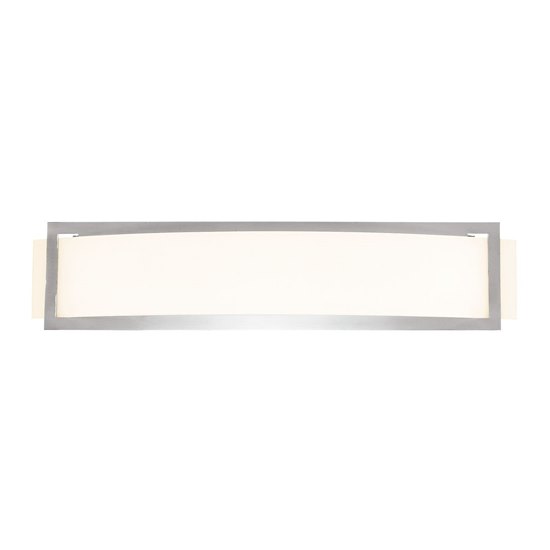 Picture of 52w (2 x 26) Argon GU-24 Spiral Fluorescent Damp Location Brushed Steel Opal Wall Fixture (CAN 19.75"x4.25"x1")