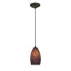 Picture of 100w Champagne Glass Pendant E-26 A-19 Incandescent Dry Location Oil Rubbed Bronze Brown Stone Glass 9"Ø5" (CAN 1.25"Ø5.25")