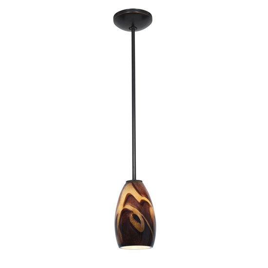 Foto para 100w Champagne Glass Pendant E-26 A-19 Incandescent Dry Location Oil Rubbed Bronze Inca Glass 9"Ø5" (CAN 1.25"Ø5.25")