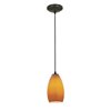 Picture of 100w Champagne Glass Pendant E-26 A-19 Incandescent Dry Location Oil Rubbed Bronze Maya Glass 9"Ø5" (CAN 1.25"Ø5.25")