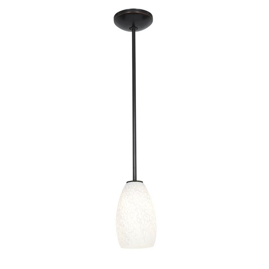 Picture of 100w Champagne Glass Pendant E-26 A-19 Incandescent Dry Location Oil Rubbed Bronze White Stone Glass 9"Ø5" (CAN 1.25"Ø5.25")