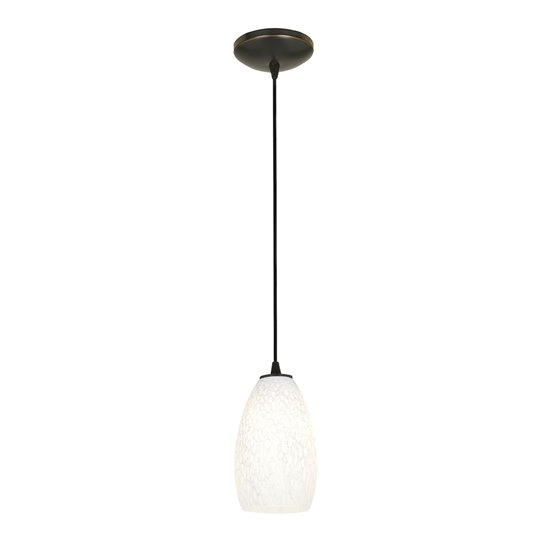 Picture of 100w Champagne Glass Pendant E-26 A-19 Incandescent Dry Location Oil Rubbed Bronze White Stone Glass 9"Ø5" (CAN 1.25"Ø5.25")