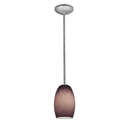 Picture of 100w Chianti Glass Pendant E-26 A-19 Incandescent Dry Location Brushed Steel Purple Cloud Glass 7.25"Ø4.75" (CAN 1.25"Ø5.25")