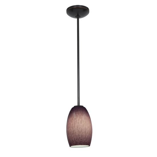 Foto para 100w Chianti Glass Pendant E-26 A-19 Incandescent Dry Location Oil Rubbed Bronze Purple Cloud Glass 7.25"Ø4.75" (CAN 1.25"Ø5.25")