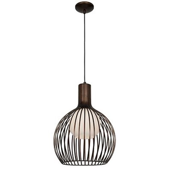 Picture of 100w Chuki E-26 A-19 Incandescent Damp Location Bronze Opal Metal ribbed Pendant (CAN 1.25"Ø5.25")