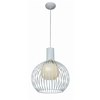 Foto para 100w Chuki E-26 A-19 Incandescent Damp Location White Opal Metal ribbed Pendant (CAN 1.25"Ø5.25")